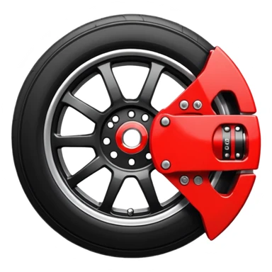 Car wheel emoji with red brake caliper inside wheel sticker