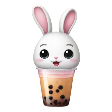 Cute bunny holding a bubble tea sticker