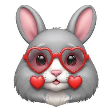 Gray bunny wearing heart-shaped glasses, half body sticker