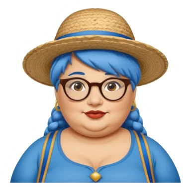 woman glassess, very fat venice gondolier with iconic hat and blue hair woman sticker