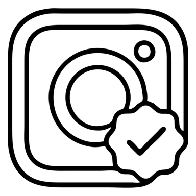 Instagram blue verification tick icon, outlined, modern sticker