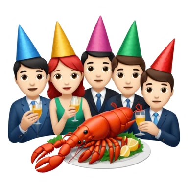 Too many people eating lobster at a family party sticker