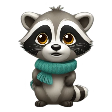 Little Racoon with canadian scarf sticker