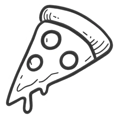 slice of pizza, sketchy black lines, no fill, playful, minimal background sticker