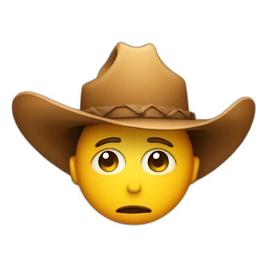 sad face with a cowboy hat, head sticker
