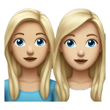two women portrait one with long blonde hair and blue eyes the other with short brown hair and brown eyes  sticker