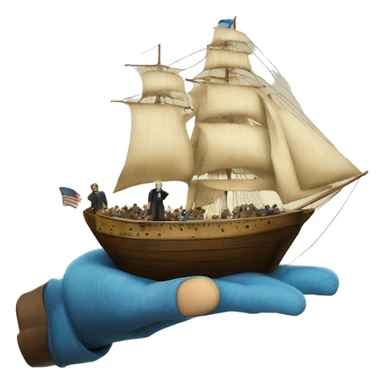 Jules Verne holds the ship in his hands sticker