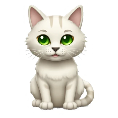 Meincoon cat white beige color with green eyes full body sticker