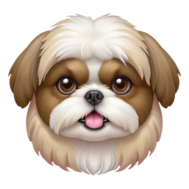 Cinematic Comical Shih Tzu Portrait Emoji, Head cocked with a hilariously exaggerated, shocked expression and twinkling, comically wide eyes, showcasing a fluffy, luxurious fur in soft pastel tones, simplified yet whimsically detailed, glowing with a playful, sassy radiance, high shine, exuding a humorous and cheeky charm, styled with a soft glowing outline, capturing the essence of a Shih Tzu that looks as if it could burst into a fit of playful antics at any moment! sticker