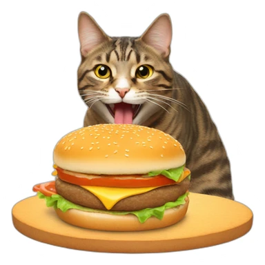 cat eating a burger sticker