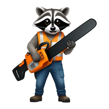 Raccoon holding a chainsaw sticker