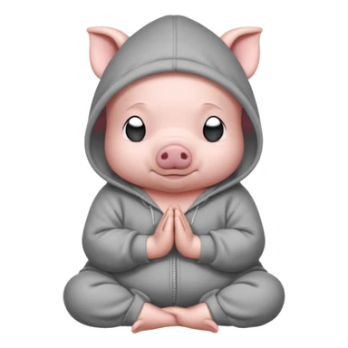 a cute baby pig in an oversized hoodie meditating sticker