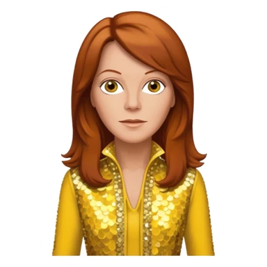 Anni-Frid Lyngstad from ABBA with long reddish brown hair, yellow sequin outfit  sticker