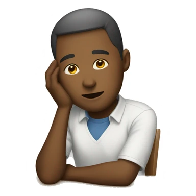 person leaning with their face on the table sticker