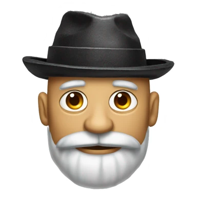 a pile of coals in a hat, wrinkles and a beard sticker
