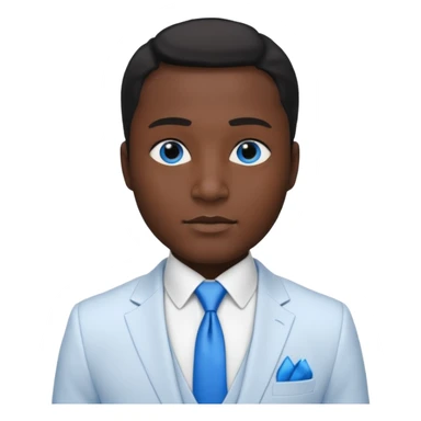 businessman, black skin, black eyes, white suit, blue tie sticker