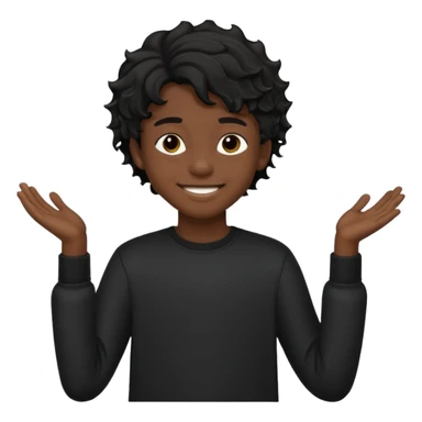 Menino de 15 anos de cabelo ondulado preto e de roupa preta sticker