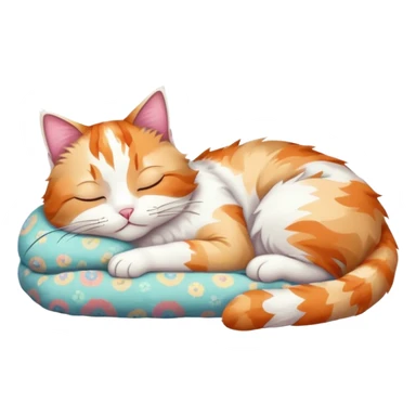 full body colourful light patched calico + white tabby cat sleeping sticker