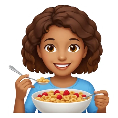 Brown girl eating cereal emoji sticker