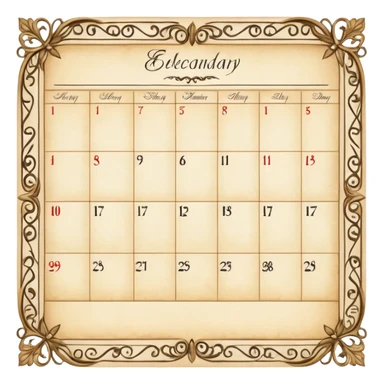 edwardian monthly calendar page sticker