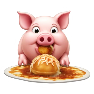 pig eating takoyaki sticker