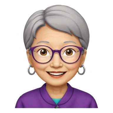 Elder asian woman with glasses sticker