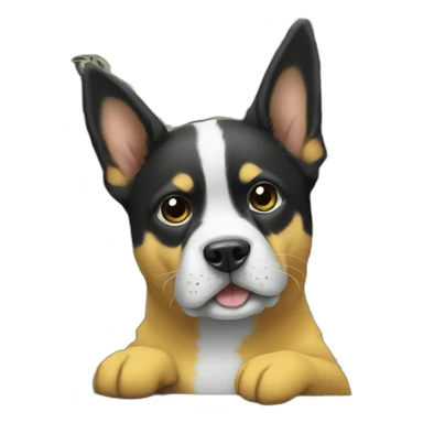 binance dog sits on money sticker