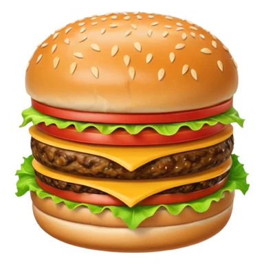 A hamburger with a mouth sticker