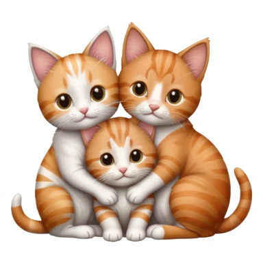 3 tiny kittens cuddling together all different colours, the first one is grey and white, the second is ginger and white and the third is brown tabby and white sticker