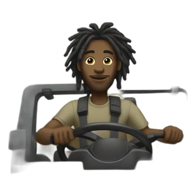 Black man with dreads driving a jeep sticker