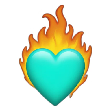 Turquoise heart on fire sticker