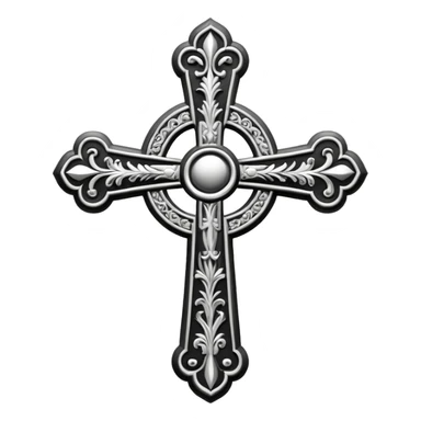 a black and white detailed latin cross sticker