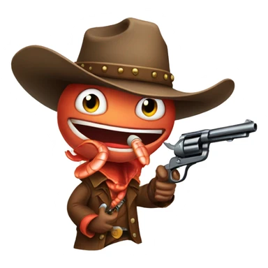 cowboy shrimp holding a revolver sticker