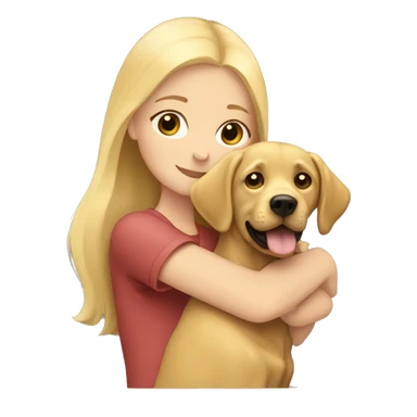 blonde girl hugging golden Labrador  sticker