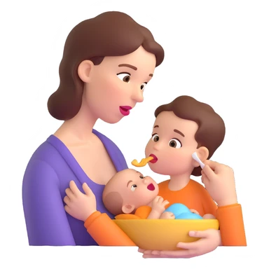 mom feeding baby sticker