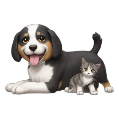 Chien qui joue avec chat sticker