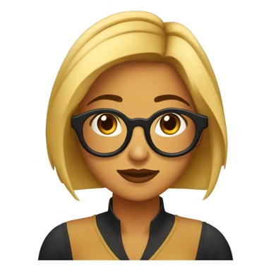 Chica de cabello negro a los hombros, ojos cafés, lentes y audífonos  sticker