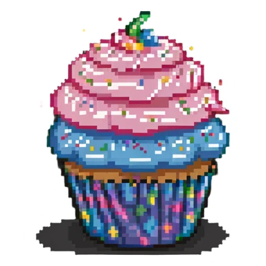 cupcake with pink frosting and rainbow sprinkles sticker