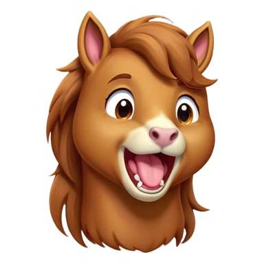 Cinematic Cute Yawning Chestnut Horse Portrait Emoji, Head tilted slightly with a dramatic, wide-open yawn, revealing a smooth chestnut fur with a subtle shimmer, floppy ears slightly drooping, round amber eyes barely open in drowsy contentment, Simplified yet irresistibly adorable features, highly detailed, glowing with a soft, cozy glow, high shine, relaxed yet expressive, stylized with a touch of equine whimsy, bright and endearing, soft glowing outline, capturing the essence of a sleepy yet affectionate horse, so drowsy it feels like it could stretch out of the screen and curl up for a nap! sticker