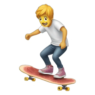a person rides a piece of meat like a skateboard sticker