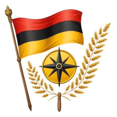 The flag of East Germany (the German Democratic Republic or GDR) consisted of the traditional German black, red, and gold horizontal tricolor, distinguished by a central emblem of a Centered in the red band, the national emblem featured a hammer, a compass, wreath of wheat. sticker