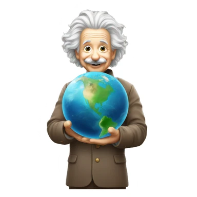 happy albert einstein holding earth in his hand sticker