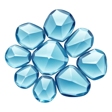 small translucent cluster of irregular crystal-like grains with gelée texture and glossy surface, slightly rounded and bumpy, colors from pearly white to transparent, living hydrated structure, soft lighting, subtle shadows, emoji scale sticker