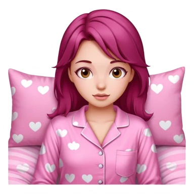A beautiful, burgundy haired girl wearing pink pajamas sticker