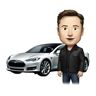 Elon musk with a tesla sticker