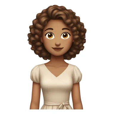 pretty girl brown curly hair natural makeup xix dress sticker
