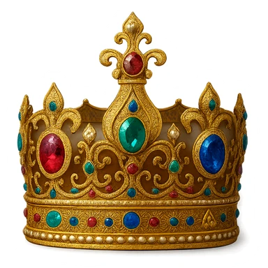 a jeweled crown with colorful gems, ornate and regal sticker