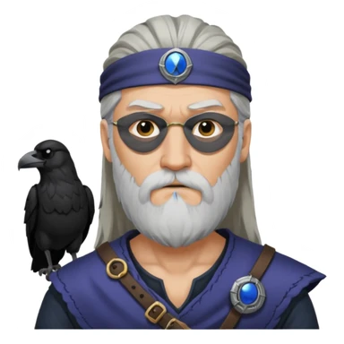 norse god odin with eyepatch on his left eye and raven on his shoulder sticker