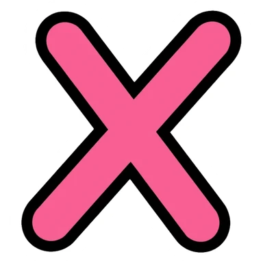 hot pink X mark, wrong symbol sticker