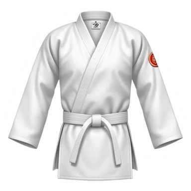 Plain white martial arts uniform, folded neatly sticker